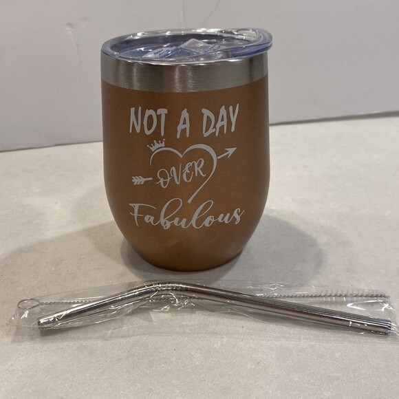 Not a Day Over Fabulous! 4 Pcs Insulated Stainless Steel Tumbler Lid Straw Brush - Picture 3 of 10